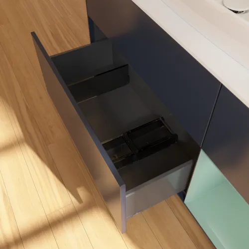 VILLEROY BOCH Finion Waschbeckenunterschrank, mit Beleuchtung, 3 Auszüge, 1200 x 603 x 501 mm, Midnight Blue Matt Lacquer / Olive Matt Lacquer / Glass White Matt #F831GMHG, Bild 7