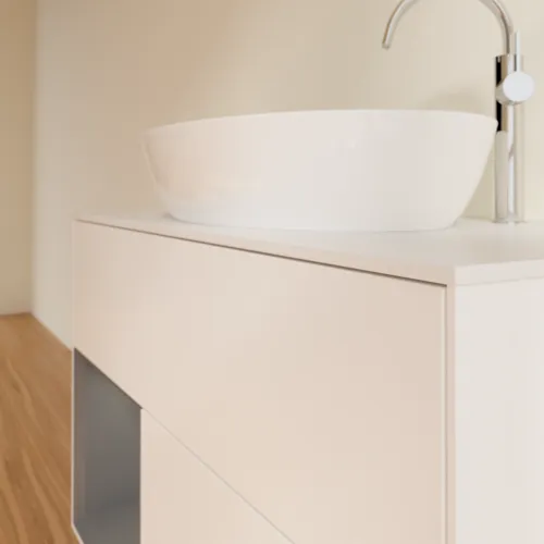 Bild von VILLEROY BOCH Finion Waschbeckenunterschrank, mit Beleuchtung, 2 Auszüge, 1000 x 603 x 501 mm, White Matt Lacquer / Anthracite Matt Lacquer / Glass White Matt #F891GKMT