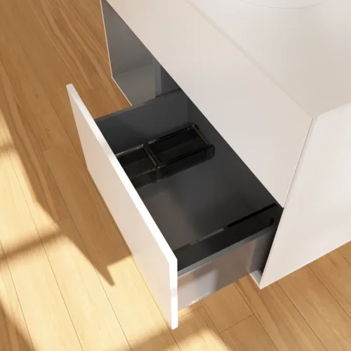 Bild von VILLEROY BOCH Finion Waschbeckenunterschrank, mit Beleuchtung, 2 Auszüge, 1000 x 603 x 501 mm, White Matt Lacquer / Anthracite Matt Lacquer / Glass White Matt #F891GKMT