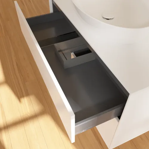 Bild von VILLEROY BOCH Finion Waschbeckenunterschrank, mit Beleuchtung, 2 Auszüge, 1000 x 603 x 501 mm, White Matt Lacquer / Anthracite Matt Lacquer / Glass White Matt #F891GKMT