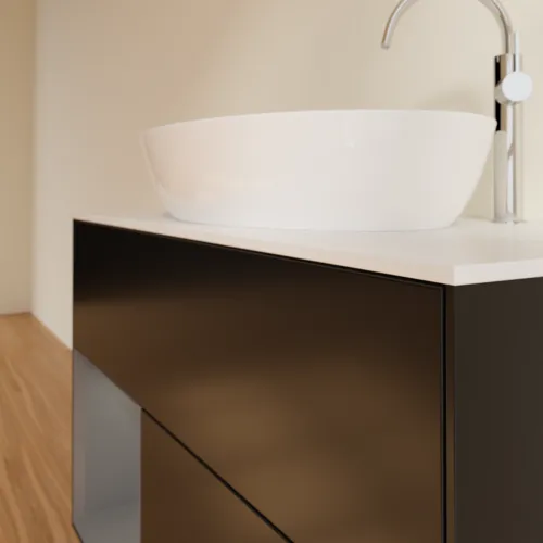 Bild von VILLEROY BOCH Finion Waschbeckenunterschrank, mit Beleuchtung, 2 Auszüge, 1000 x 603 x 501 mm, Black Matt Lacquer / Anthracite Matt Lacquer / Glass White Matt #F891GKPD