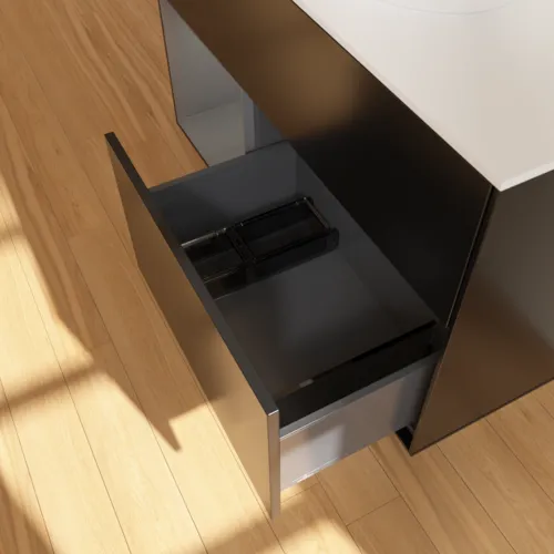 Bild von VILLEROY BOCH Finion Waschbeckenunterschrank, mit Beleuchtung, 2 Auszüge, 1000 x 603 x 501 mm, Black Matt Lacquer / Anthracite Matt Lacquer / Glass White Matt #F891GKPD