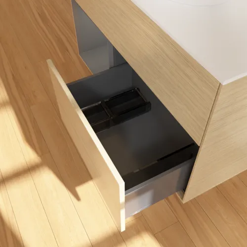Bild von VILLEROY BOCH Finion Waschbeckenunterschrank, mit Beleuchtung, 2 Auszüge, 1000 x 603 x 501 mm, Oak Veneer / Anthracite Matt Lacquer / Glass White Matt #F891GKPC