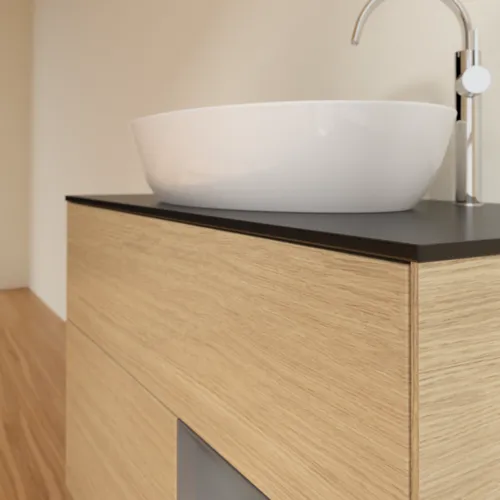 VILLEROY BOCH Finion Waschbeckenunterschrank, mit Beleuchtung, 2 Auszüge, 1000 x 603 x 501 mm, Oak Veneer / Anthracite Matt Lacquer / Glass Black Matt #F902GKPC, Bild 6