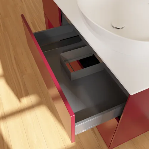 Bild von VILLEROY BOCH Finion Waschbeckenunterschrank, mit Beleuchtung, 3 Auszüge, 1200 x 603 x 501 mm, Peony Matt Lacquer / Peony Matt Lacquer / Glass White Matt #F921HBHB