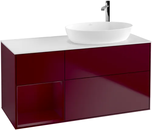 VILLEROY BOCH Finion Vanity unit, with lighting, 3 pull-out compartments, 1200 x 603 x 501 mm, Peony Matt Lacquer / Peony Matt Lacquer / Glass White Matt #F921HBHB resmi