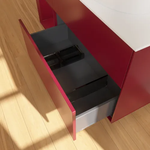 Bild von VILLEROY BOCH Finion Waschbeckenunterschrank, mit Beleuchtung, 3 Auszüge, 1200 x 603 x 501 mm, Peony Matt Lacquer / Peony Matt Lacquer / Glass White Matt #F921HBHB