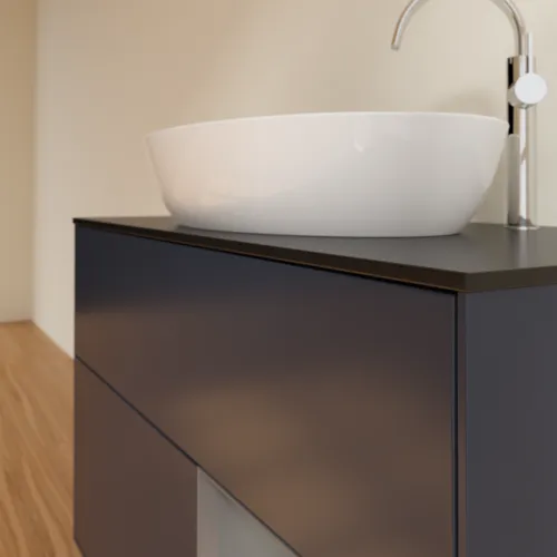 VILLEROY BOCH Finion Waschbeckenunterschrank, mit Beleuchtung, 2 Auszüge, 1000 x 603 x 501 mm, Midnight Blue Matt Lacquer / Anthracite Matt Lacquer / Glass Black Matt #F902GKHG, Bild 5