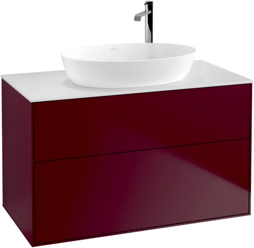 Picture of VILLEROY BOCH Finion Vanity unit, 2 pull-out compartments, 1000 x 603 x 501 mm, Peony Matt Lacquer / Glass White Matt #F88100HB