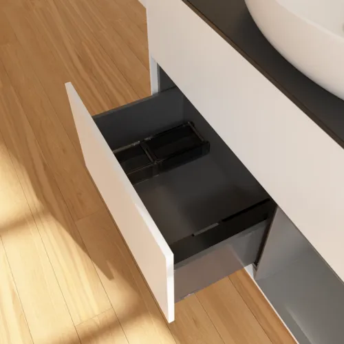 Bild von VILLEROY BOCH Finion Waschbeckenunterschrank, mit Beleuchtung, 2 Auszüge, 1000 x 603 x 501 mm, White Matt Lacquer / Anthracite Matt Lacquer / Glass Black Matt #F902GKMT