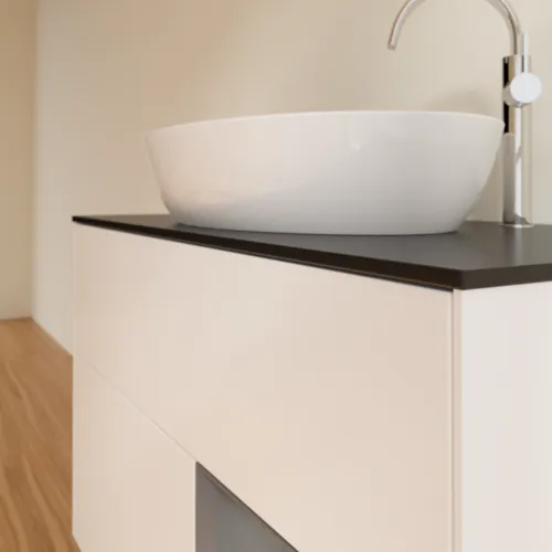 Bild von VILLEROY BOCH Finion Waschbeckenunterschrank, mit Beleuchtung, 2 Auszüge, 1000 x 603 x 501 mm, White Matt Lacquer / Anthracite Matt Lacquer / Glass Black Matt #F902GKMT