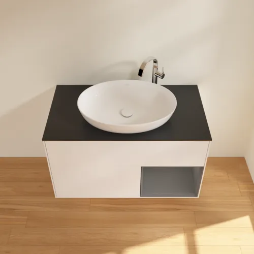 Bild von VILLEROY BOCH Finion Waschbeckenunterschrank, mit Beleuchtung, 2 Auszüge, 1000 x 603 x 501 mm, White Matt Lacquer / Anthracite Matt Lacquer / Glass Black Matt #F902GKMT