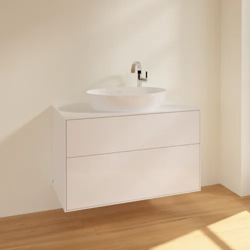 Bild von VILLEROY BOCH Finion Waschbeckenunterschrank, 2 Auszüge, 1000 x 603 x 501 mm, Glossy White Lacquer / Glass White Matt #F88100GF