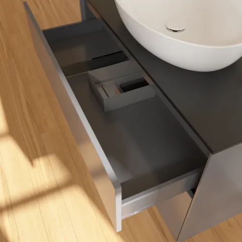 Bild von VILLEROY BOCH Finion Waschbeckenunterschrank, mit Beleuchtung, 2 Auszüge, 1000 x 603 x 501 mm, Anthracite Matt Lacquer / Anthracite Matt Lacquer / Glass Black Matt #F892GKGK