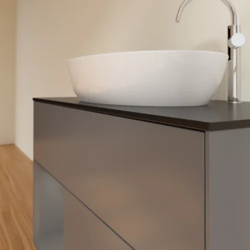 Bild von VILLEROY BOCH Finion Waschbeckenunterschrank, mit Beleuchtung, 2 Auszüge, 1000 x 603 x 501 mm, Anthracite Matt Lacquer / Anthracite Matt Lacquer / Glass Black Matt #F892GKGK