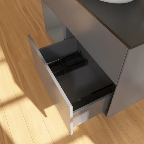 Bild von VILLEROY BOCH Finion Waschbeckenunterschrank, mit Beleuchtung, 2 Auszüge, 1000 x 603 x 501 mm, Anthracite Matt Lacquer / Anthracite Matt Lacquer / Glass Black Matt #F892GKGK