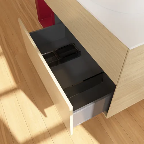 Picture of VILLEROY BOCH Finion Vanity unit, with lighting, 3 pull-out compartments, 1200 x 603 x 501 mm, Oak Veneer / Peony Matt Lacquer / Glass White Matt #F921HBPC