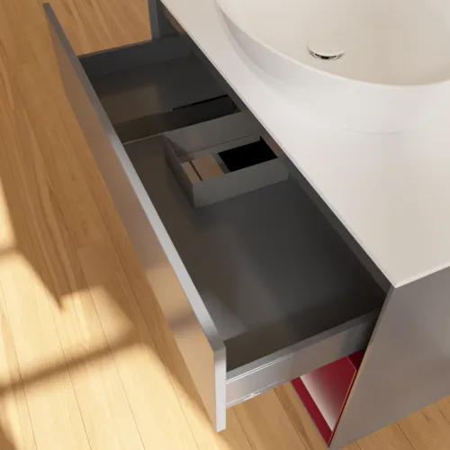 VILLEROY BOCH Finion Waschbeckenunterschrank, mit Beleuchtung, 2 Auszüge, 1000 x 603 x 501 mm, Anthracite Matt Lacquer / Peony Matt Lacquer / Glass White Matt #F901HBGK, Bild 2