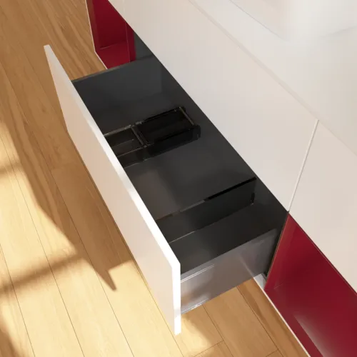Bild von VILLEROY BOCH Finion Waschbeckenunterschrank, mit Beleuchtung, 4 Auszüge, 1600 x 603 x 501 mm, White Matt Lacquer / Peony Matt Lacquer / Glass White Matt #F861HBMT
