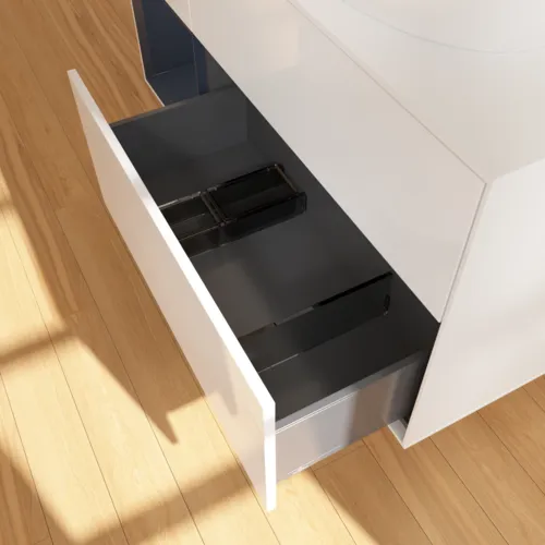 Bild von VILLEROY BOCH Finion Waschbeckenunterschrank, mit Beleuchtung, 3 Auszüge, 1200 x 603 x 501 mm, Glossy White Lacquer / Midnight Blue Matt Lacquer / Glass White Matt #F921HGGF