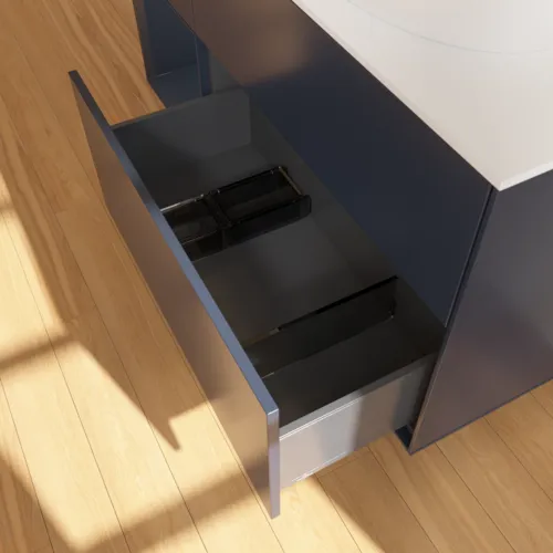 Bild von VILLEROY BOCH Finion Waschbeckenunterschrank, mit Beleuchtung, 3 Auszüge, 1200 x 603 x 501 mm, Midnight Blue Matt Lacquer / Midnight Blue Matt Lacquer / Glass White Matt #F921HGHG