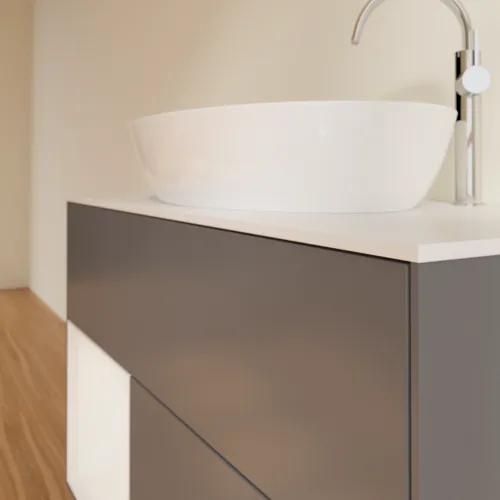 Bild von VILLEROY BOCH Finion Waschbeckenunterschrank, mit Beleuchtung, 2 Auszüge, 1000 x 603 x 501 mm, Anthracite Matt Lacquer / Glossy White Lacquer / Glass White Matt #F891GFGK
