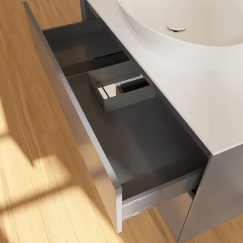 Bild von VILLEROY BOCH Finion Waschbeckenunterschrank, mit Beleuchtung, 2 Auszüge, 1000 x 603 x 501 mm, Anthracite Matt Lacquer / Glossy White Lacquer / Glass White Matt #F891GFGK