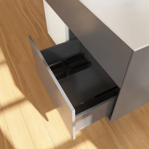 Bild von VILLEROY BOCH Finion Waschbeckenunterschrank, mit Beleuchtung, 2 Auszüge, 1000 x 603 x 501 mm, Anthracite Matt Lacquer / Glossy White Lacquer / Glass White Matt #F891GFGK