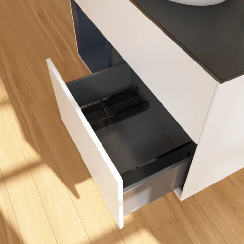VILLEROY BOCH Finion Waschbeckenunterschrank, mit Beleuchtung, 2 Auszüge, 1000 x 603 x 501 mm, White Matt Lacquer / Midnight Blue Matt Lacquer / Glass Black Matt #F892HGMT, Bild 7
