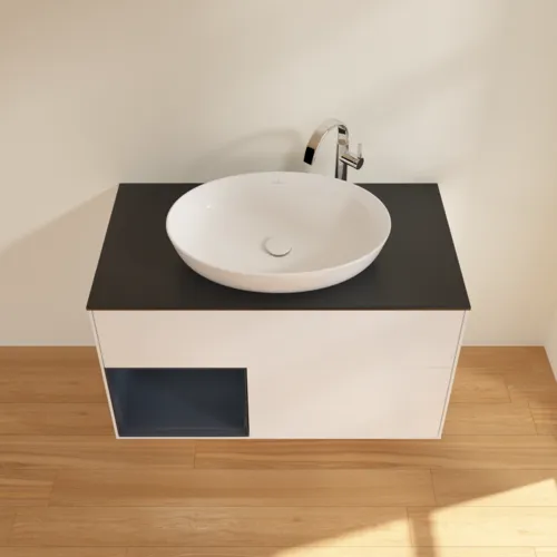 VILLEROY BOCH Finion Waschbeckenunterschrank, mit Beleuchtung, 2 Auszüge, 1000 x 603 x 501 mm, White Matt Lacquer / Midnight Blue Matt Lacquer / Glass Black Matt #F892HGMT, Bild 4