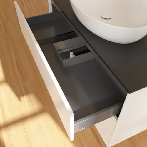 VILLEROY BOCH Finion Waschbeckenunterschrank, mit Beleuchtung, 2 Auszüge, 1000 x 603 x 501 mm, White Matt Lacquer / Midnight Blue Matt Lacquer / Glass Black Matt #F892HGMT, Bild 8