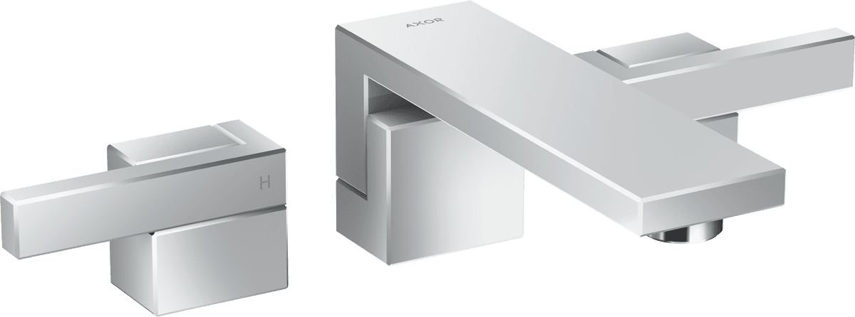 Зображення з  HANSGROHE AXOR Edge 3-hole basin mixer for concealed installation wall-mounted with spout 190 mm and push-open waste set #46060000 - Chrome