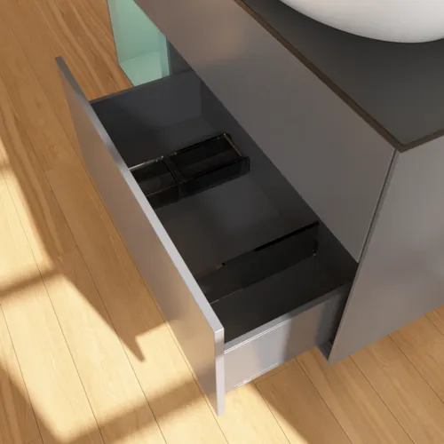 Bild von VILLEROY BOCH Finion Waschbeckenunterschrank, mit Beleuchtung, 3 Auszüge, 1200 x 603 x 501 mm, Anthracite Matt Lacquer / Olive Matt Lacquer / Glass Black Matt #F922GMGK