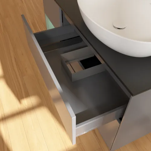 Bild von VILLEROY BOCH Finion Waschbeckenunterschrank, mit Beleuchtung, 3 Auszüge, 1200 x 603 x 501 mm, Anthracite Matt Lacquer / Olive Matt Lacquer / Glass Black Matt #F922GMGK