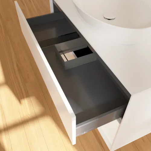 Bild von VILLEROY BOCH Finion Waschbeckenunterschrank, mit Beleuchtung, 2 Auszüge, 1000 x 603 x 501 mm, White Matt Lacquer / White Matt Lacquer / Glass White Matt #F901MTMT
