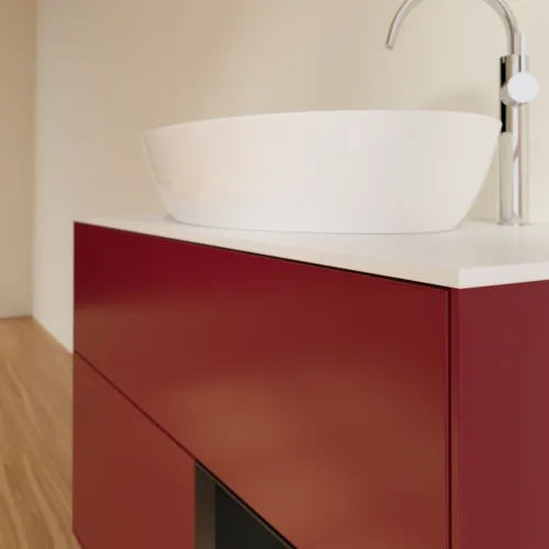 Bild von VILLEROY BOCH Finion Waschbeckenunterschrank, mit Beleuchtung, 2 Auszüge, 1000 x 603 x 501 mm, Peony Matt Lacquer / Black Matt Lacquer / Glass White Matt #F901PDHB