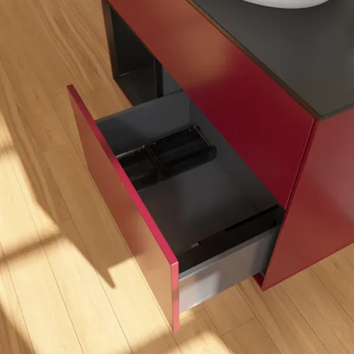 Bild von VILLEROY BOCH Finion Waschbeckenunterschrank, mit Beleuchtung, 2 Auszüge, 1000 x 603 x 501 mm, Peony Matt Lacquer / Black Matt Lacquer / Glass Black Matt #F892PDHB