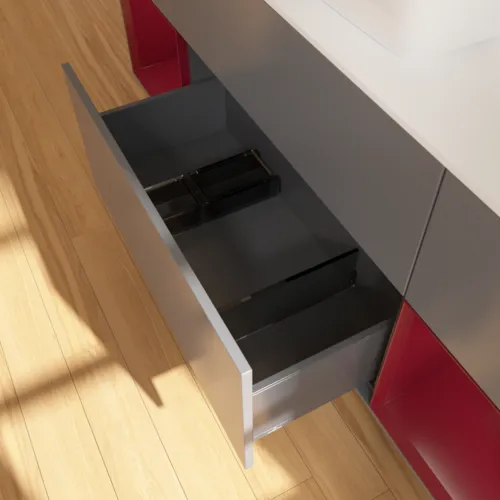 Bild von VILLEROY BOCH Finion Waschbeckenunterschrank, mit Beleuchtung, 4 Auszüge, 1600 x 603 x 501 mm, Anthracite Matt Lacquer / Peony Matt Lacquer / Glass White Matt #F861HBGK