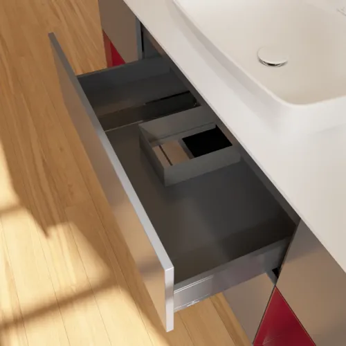 Bild von VILLEROY BOCH Finion Waschbeckenunterschrank, mit Beleuchtung, 4 Auszüge, 1600 x 603 x 501 mm, Anthracite Matt Lacquer / Peony Matt Lacquer / Glass White Matt #F861HBGK