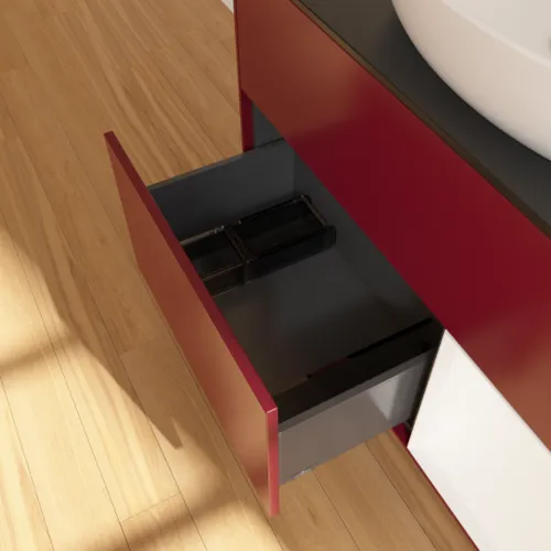 Bild von VILLEROY BOCH Finion Waschbeckenunterschrank, mit Beleuchtung, 2 Auszüge, 1000 x 603 x 501 mm, Peony Matt Lacquer / White Matt Lacquer / Glass Black Matt #F902MTHB