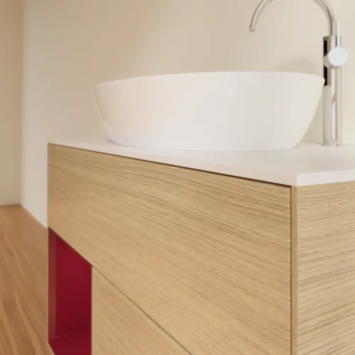 Bild von VILLEROY BOCH Finion Waschbeckenunterschrank, mit Beleuchtung, 2 Auszüge, 1000 x 603 x 501 mm, Oak Veneer / Peony Matt Lacquer / Glass White Matt #F891HBPC