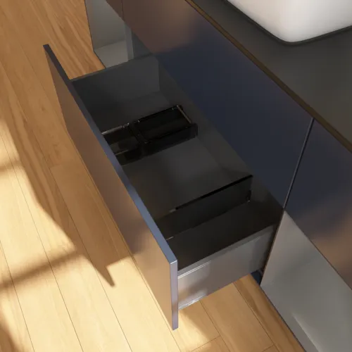 VILLEROY BOCH Finion Waschbeckenunterschrank, mit Beleuchtung, 4 Auszüge, 1600 x 603 x 501 mm, Midnight Blue Matt Lacquer / Anthracite Matt Lacquer / Glass Black Matt #F862GKHG, Bild 7