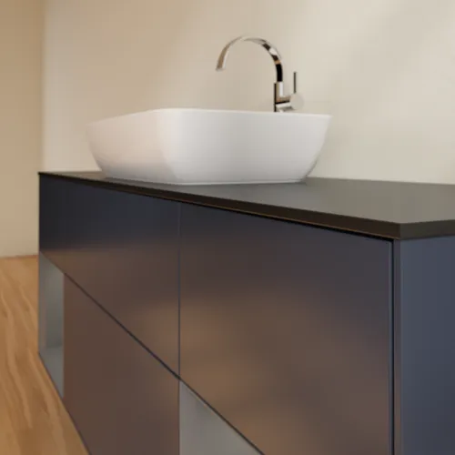 VILLEROY BOCH Finion Waschbeckenunterschrank, mit Beleuchtung, 4 Auszüge, 1600 x 603 x 501 mm, Midnight Blue Matt Lacquer / Anthracite Matt Lacquer / Glass Black Matt #F862GKHG, Bild 6