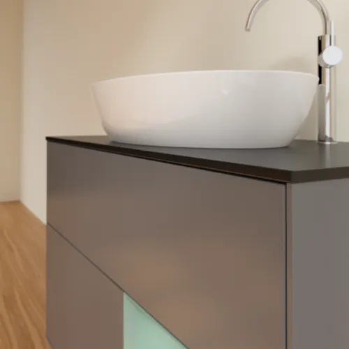 Bild von VILLEROY BOCH Finion Waschbeckenunterschrank, mit Beleuchtung, 2 Auszüge, 1000 x 603 x 501 mm, Anthracite Matt Lacquer / Olive Matt Lacquer / Glass Black Matt #F902GMGK