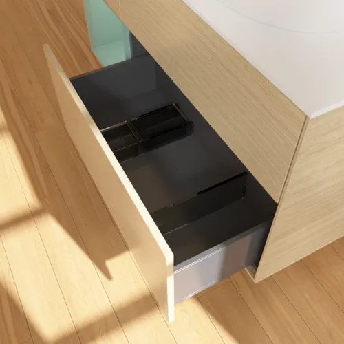 Bild von VILLEROY BOCH Finion Waschbeckenunterschrank, mit Beleuchtung, 3 Auszüge, 1200 x 603 x 501 mm, Oak Veneer / Olive Matt Lacquer / Glass White Matt #F921GMPC