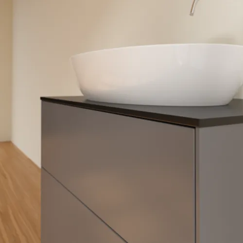 VILLEROY BOCH Finion Waschbeckenunterschrank, 2 Auszüge, 800 x 603 x 501 mm, Anthracite Matt Lacquer / Glass Black Matt #F87200GK, Bild 5