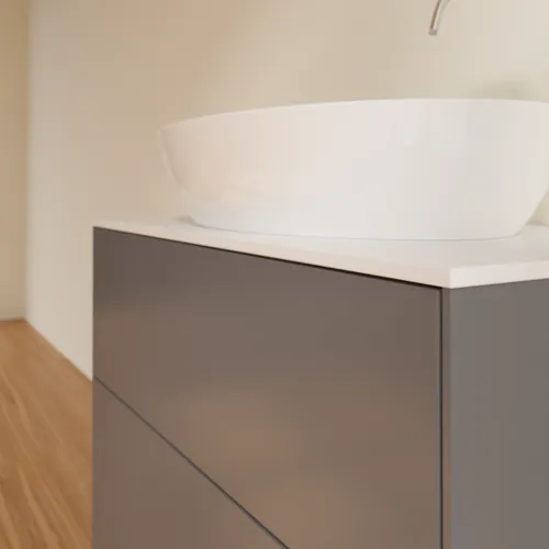 VILLEROY BOCH Finion Waschbeckenunterschrank, 2 Auszüge, 800 x 603 x 501 mm, Anthracite Matt Lacquer / Glass White Matt #F87100GK, Bild 5