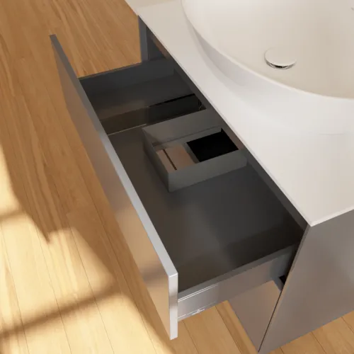 VILLEROY BOCH Finion Waschbeckenunterschrank, 2 Auszüge, 800 x 603 x 501 mm, Anthracite Matt Lacquer / Glass White Matt #F87100GK, Bild 7