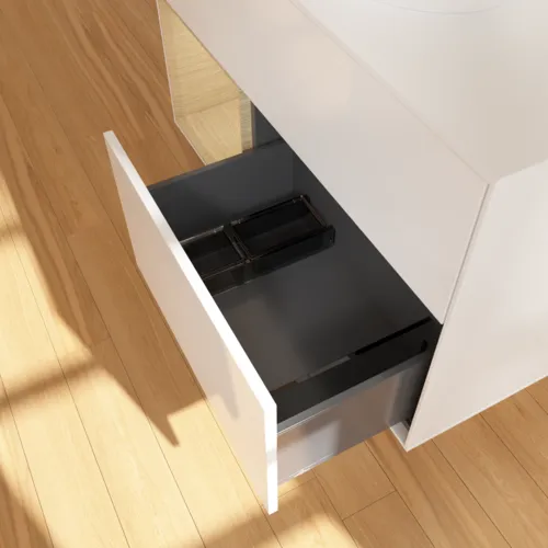Bild von VILLEROY BOCH Finion Waschbeckenunterschrank, mit Beleuchtung, 2 Auszüge, 1000 x 603 x 501 mm, Glossy White Lacquer / Oak Veneer / Glass White Matt #F891PCGF