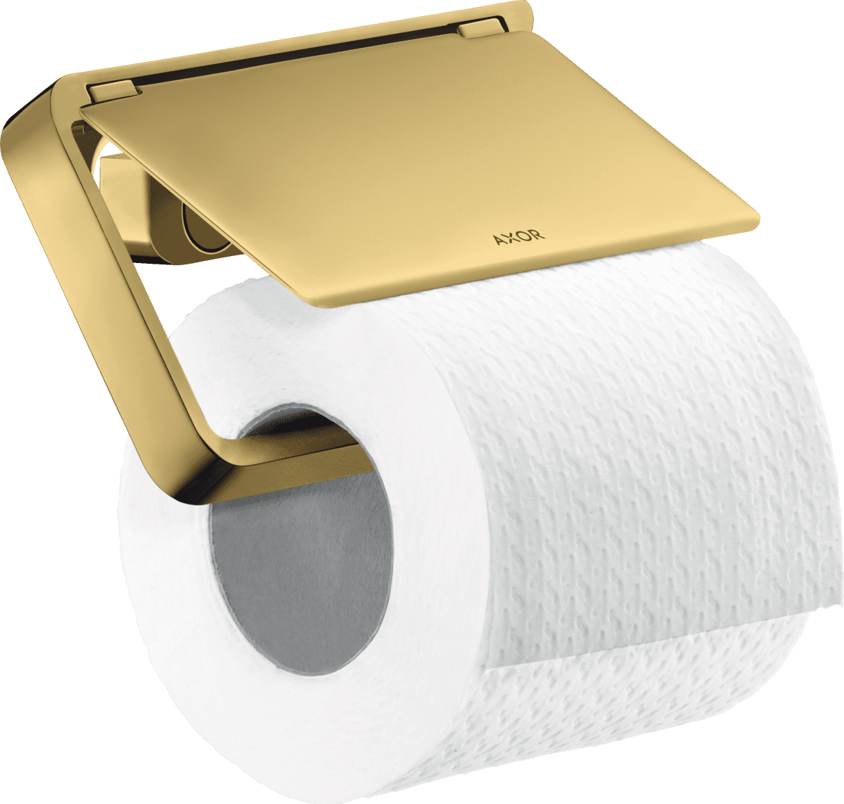 Зображення з  HANSGROHE AXOR Universal Softsquare Toilet paper holder with cover #42836990 - Polished Gold Optic